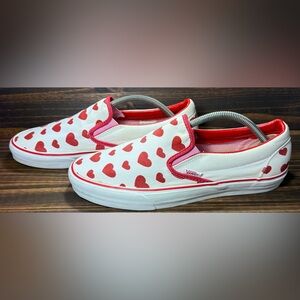 Vans Valentines Day Women’s Size 12 Shoes Red Hearts Slip On Athletic Sneakers